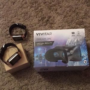 Virtual reality headset and 2 smartphone watches